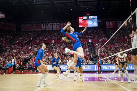 Jayhawks Push No. 7 Huskers, Fall in Four Sets Image