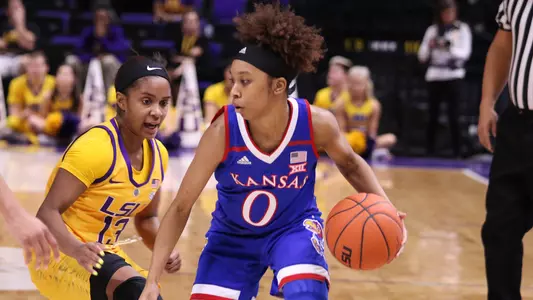 Hot-shooting seniors lead Kansas past LSU in SEC/Big 12 Challenge Image