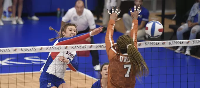 Jayhawks fall in three sets to No. 4 Texas Image
