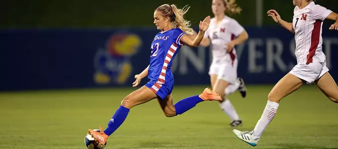 McClure's hat trick propels Jayhawks past Cornhuskers, 4-0 Image