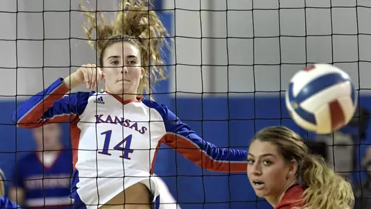No. 11 Kansas volleyball defeats Texas Tech, 3-0 Image