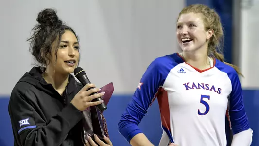 Jayhawks drop five-set thriller to OU on Senior Day Image