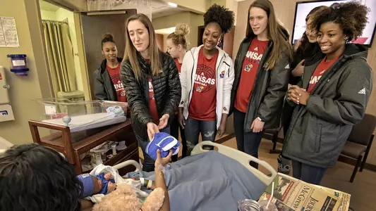 Jayhawks brighten spirits at Lawrence Memorial Hospital Image