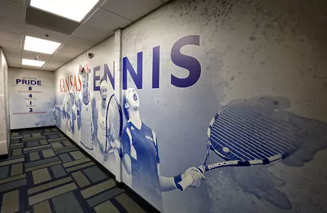 Graphic elements installed at Jayhawk Tennis Center Image