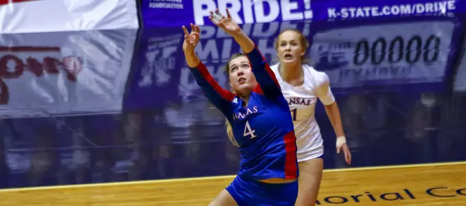 Jayhawks Fall In Five Sets To Wildcats Image