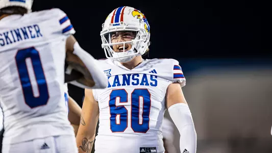 RENO, NV - September 17, 2023 - long snapper Luke Hosford #60 of the Kansas Jayhawks during the game between Kansas and Nevada at Mackay Stadium in Reno, NV. Photo by Aiden Droge/Kansas Athletics