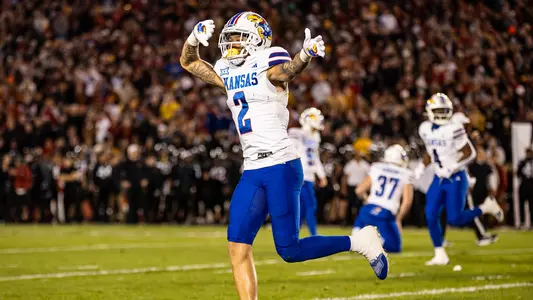 AMES, IA - November 4, 2023 - wide receiver Lawrence Arnold #2 of the Kansas Jayhawks during the game between Kansas and Iowa State at Jack Trice Stadium in Ames, IA. Photo by Missy Minear/Kansas Athletics