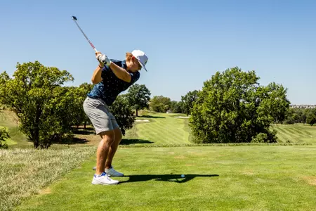 Lawrence, KS - September 1, 2024 - Braden Sladek during practice at Lawrence Country Club in Lawrence, KS. Photo by Jason Glassberg/Kansas Athletics