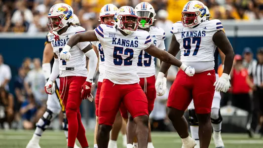 Morgantown, West Virginia - September 21, 2024 - during a game between the Kansas Jayhawks and the West Virginia Mountaineers at Milan Puskar Stadium in Morgantown, West Virginia. Photo by Kansas Athletics