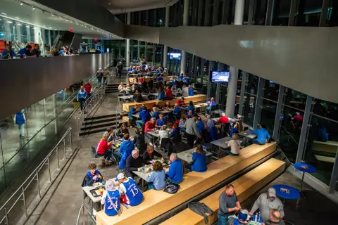 LAWRENCE, KS -December 01, 2023 - New Banners Pub during the game between UConn and the Kansas Jayhawks in Lawrence, KS. Photo by Elicia Castillo/Kansas Athletics