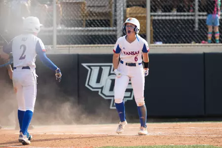 Lawrence, KS - March 9, 2024 - infielder Campbell Bagshaw #6 of the Kansas Jayhawks during a game against UFC at UCF Softball Complex in Orlando, FL. Photo by Bailey Thompson/Kansas Athletics