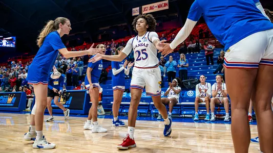 LAWRENCE, KS - November 5, 2025 - Jaliya Davis #25 during the game against Kansas City in Lawrence, KS. Photo by Jordyn Pennington/Kansas Athletics