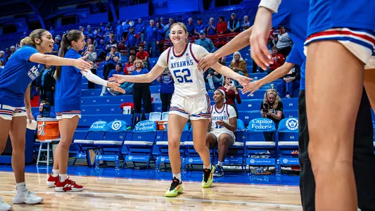 LAWRENCE, KS - November 12, 2025 - Lilly Meister #52 during the game against Lamar in Lawrence, KS. Photo by Jordyn Pennington/Kansas Athletics