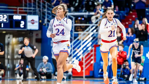 LAWRENCE, KS - November 23, 2025 - Regan Williams #24 during the game against Oral Roberts in Lawrence, KS. Photo by Jordyn Pennington/Kansas Athletics