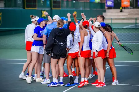 Team huddle at Big 12 Championship Tournament vs. Texas Tech