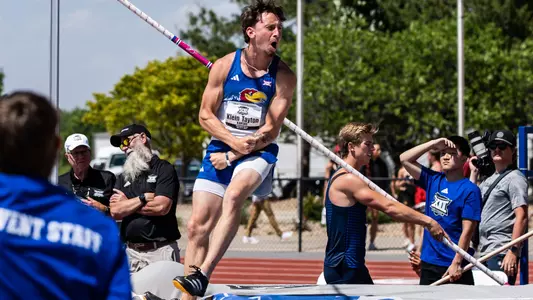 Lawrence, KS - May 16, 2025 - during the Outdoor Track & Field Big12 at Rock Chalk Park in Lawrence, KS. Photo by Kansas Athletics