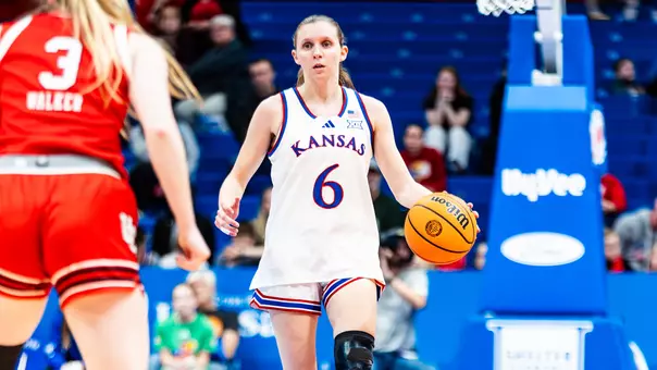 Lawrence, KS - January 7, 2026 - Laia Conesa #6 during the game between Kansas and Utah. Photo by Arun Halder/Kansas Athletics