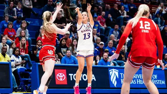 Lawrence, KS - January 7, 2026 - Libby Fandel #13 during a game against Utah in Allen Fieldhouse in Lawrence, KS. Photo by Sydney Allan/Kansas Athletics