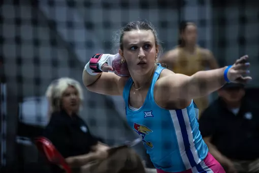 LAWRENCE, KS - 03.01.2025 - Madeleine Fey during Big 12 Tournament in Lubbock, TX. Photo by Sydney Allan/Kansas Athletics