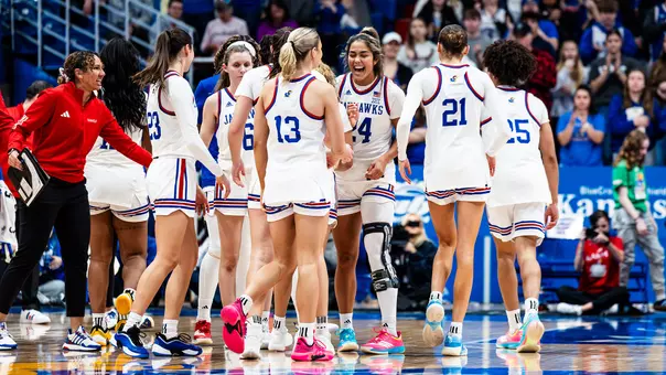 Lawrence, KS - January 25, 2026 - the Kansas Jayhawks women's basketball team during a game against KSU in Allen Fieldhouse in Lawrence, KS. Photo by Sydney Allan/Kansas Athletics