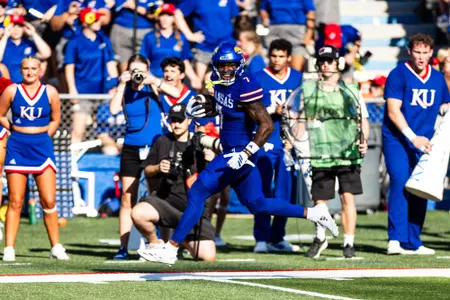 Lawrence, KS - August 23, 2025 - wide receiver Cam Pickett #7 of the Kansas Jayhawks during the game between Kansas and Fresno State at David Booth Memorial Stadium in Lawrence, KS. Photo by/Kansas Athletics