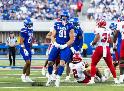 Lawrence, KS - August 23, 2025 - defensive lineman Alex Bray #91 of the Kansas Jayhawks during the game between Kansas and Fresno State at David Booth Memorial Stadium in Lawrence, KS. Photo by/Kansas Athletics