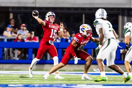 quarterback Cole Ballard #15 of the Kansas Jayhawks