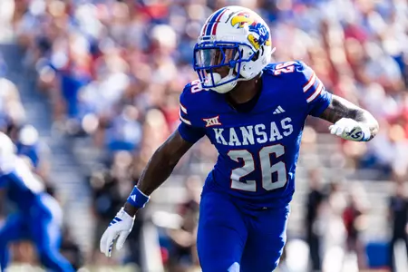 cornerback Jalen Todd #26 of the Kansas Jayhawks