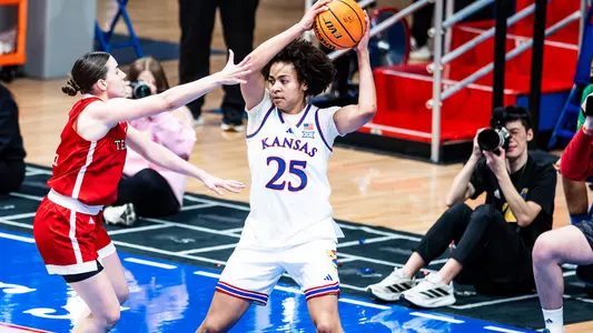 Lawrence, KS - February 25, 2026 - Jaliya Davis #25 during the game against Texas Tech. Photo by Arun Halder/Kansas Athletics
