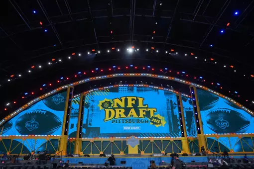 Apr 22, 2026; Pittsburgh, PA, USA; A general overall view of the 2026 NFL Draft theater stage at Acrisure Stadium. Mandatory Credit: Kirby Lee-Imagn Images