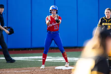 outfielder Bailey Weber #13 of the Kansas Jayhawks