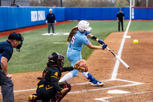 LAWRENCE, KS - April 2, 2026 -catcher Ella Boyer #75 of the Kansas Jayhawks in a game against Arizona State in Lawrence, KS. Photo by Allie Brakel/Kansas Athletics