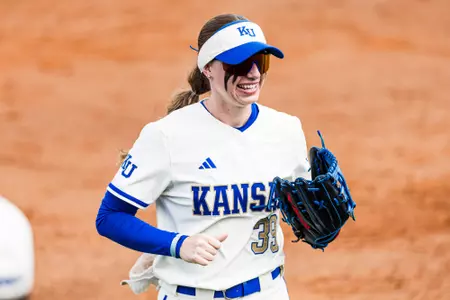 LAWRENCE, KS - March 06, 2026 - outfielder Aynslee Linduff #39 of the Kansas Jayhawks during the game between Kansas and Utah State at Arrocha Ballpark in Lawrence, KS. Photo by Brayden Crest/Kansas Athletics
