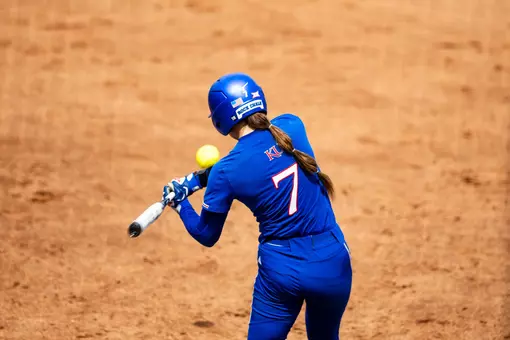LAWRENCE, KS - April 11, 2026 - outfielder Ava Wallace #7 of the Kansas Jayhawks during the game against Baylor at Arrocha Ballpark in Lawrence, KS. Photo by Avery Schultz/Kansas Athletics