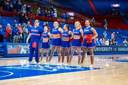 LAWRENCE, KS - November 12, 2025 - The Kansas Jayhawks Spirit Squad during the game against Lamar in Lawrence, KS. Photo by Jordyn Pennington/Kansas Athletics