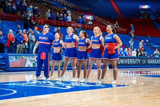 LAWRENCE, KS - November 12, 2025 - The Kansas Jayhawks Spirit Squad during the game against Lamar in Lawrence, KS. Photo by Jordyn Pennington/Kansas Athletics