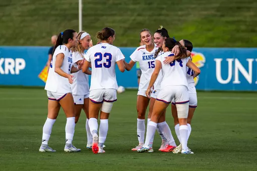 August 12, 2026 - \wsoc during the season opener match vs Utah State. Photo by Arun Halder/Kansas Athletics
