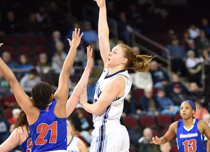 Wood Tallies Triple-Double as Women's Hoops Takes Down UMass Lowell, 68-54 Image