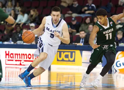 #8 Maine Men's Basketball Meets #1 UAlbany in America East Quarterfinal Action Image