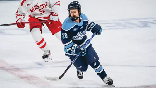 Josh Nadeau skates through the neutral zone at BU