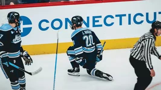 Josh Nadeau celebrates a goal.