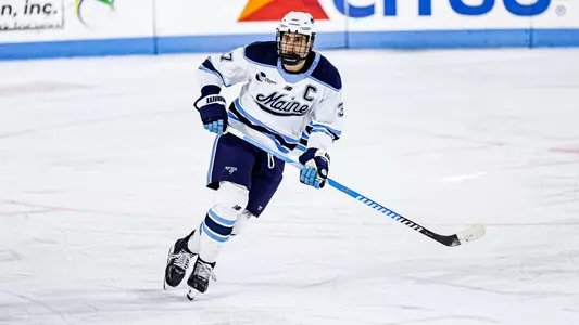 David Breazeale skates up the ice.