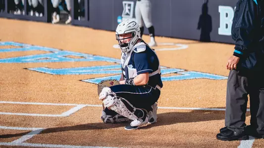 Nora Campo catches behind the plate/