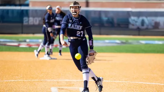 Isabelle True throws a pitch.