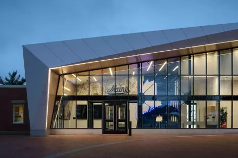 Shawn Walsh Hockey Center at night