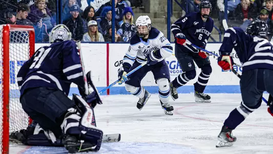 Thomas Pichette carries the puck against UConn.