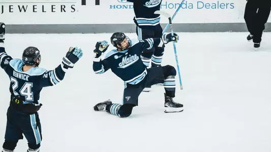 Taylor Makar celebrates a goal.