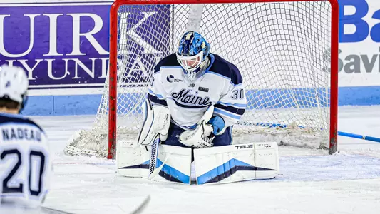 Albin Boija makes a save.