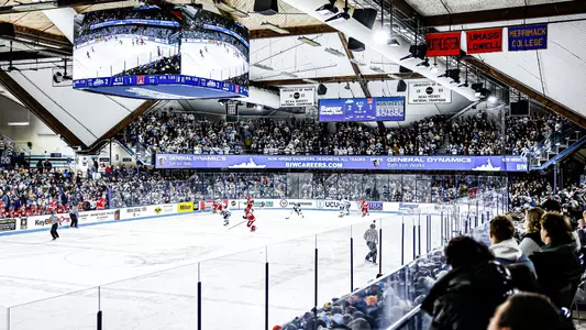 Wide crowd shot of Alfond Arena.