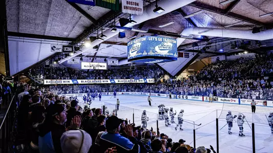 Wide shot of Alfond Arena postgame.